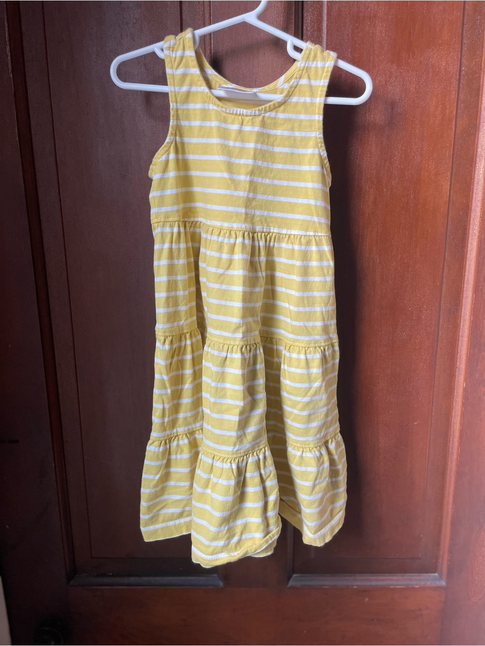 Hanna Andersson girls size 5 sleeveless yellow / white striped dress
